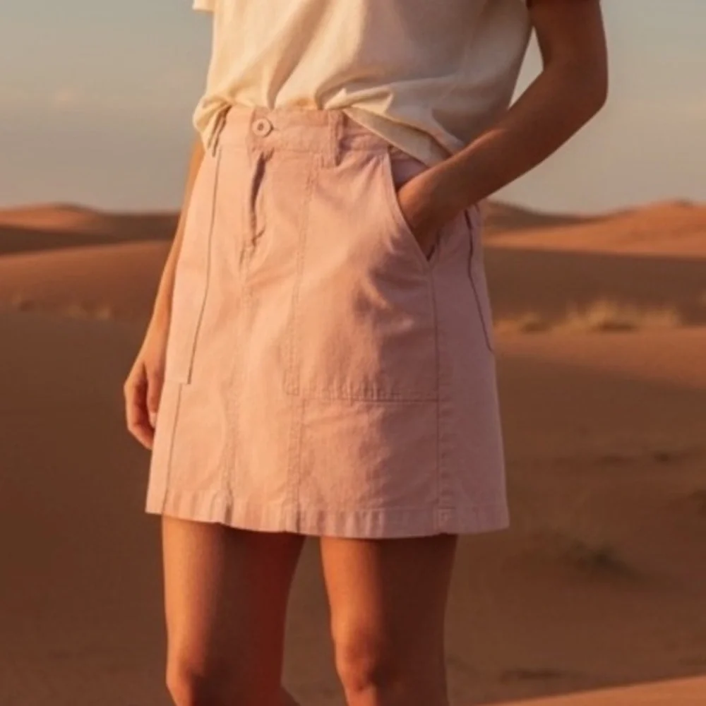 Prana “Elle” 4-Way Stretch Soft Pink Mini Skirt Front And Back Pockets Size 2/26 - Picture 1 of 8